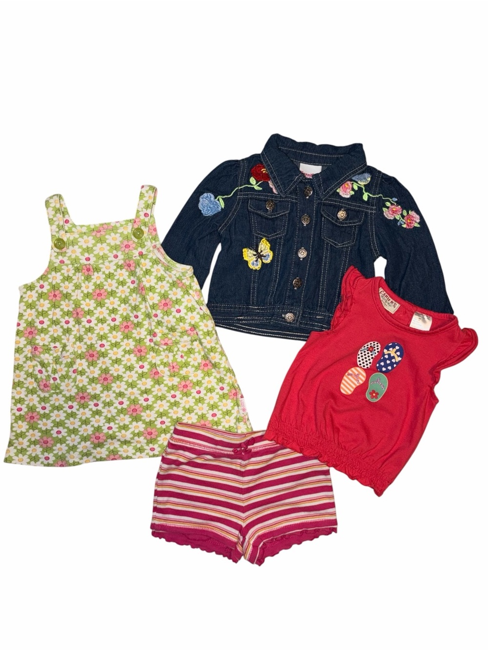 Vintage Y2K Baby Girl 18M Floral Denim 4pc Outfit Bundle Carter’s